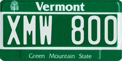 VT license plate XMW800
