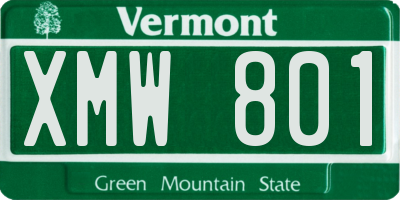 VT license plate XMW801