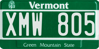 VT license plate XMW805