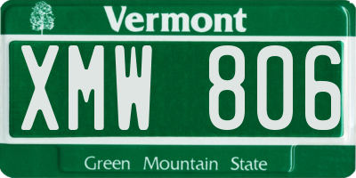 VT license plate XMW806