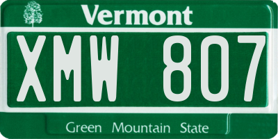 VT license plate XMW807