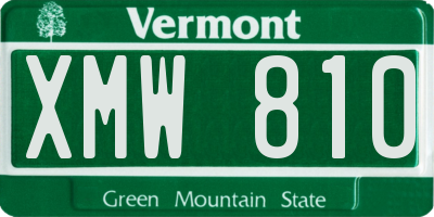 VT license plate XMW810