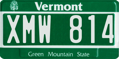 VT license plate XMW814