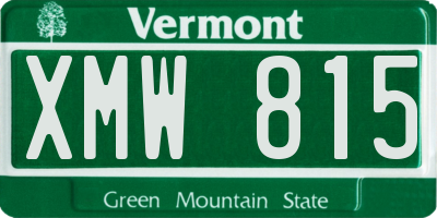 VT license plate XMW815