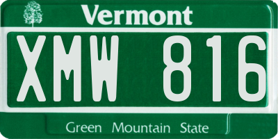 VT license plate XMW816