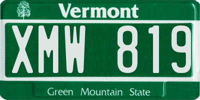 VT license plate XMW819