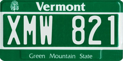 VT license plate XMW821