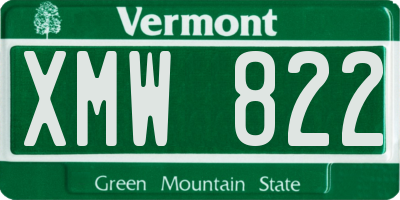 VT license plate XMW822