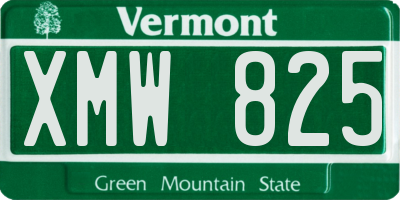 VT license plate XMW825