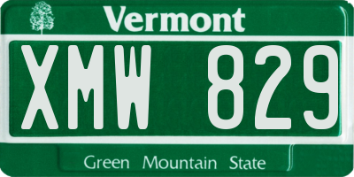 VT license plate XMW829
