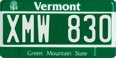 VT license plate XMW830