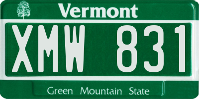 VT license plate XMW831