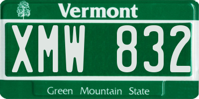 VT license plate XMW832