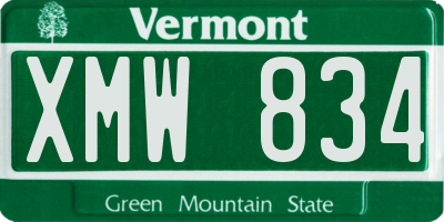 VT license plate XMW834