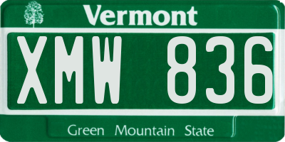 VT license plate XMW836
