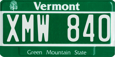 VT license plate XMW840