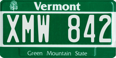 VT license plate XMW842