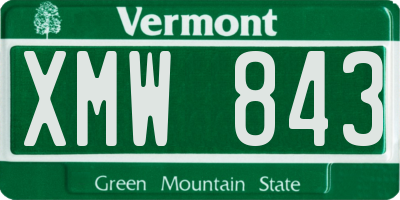 VT license plate XMW843