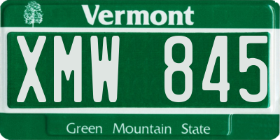 VT license plate XMW845