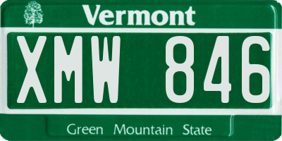 VT license plate XMW846