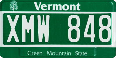 VT license plate XMW848