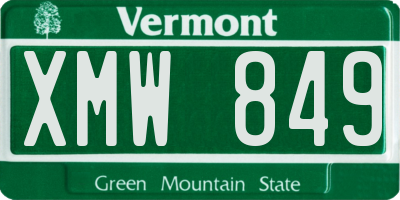 VT license plate XMW849