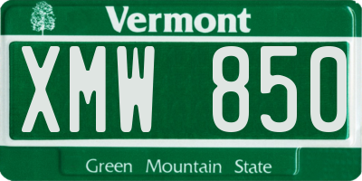 VT license plate XMW850