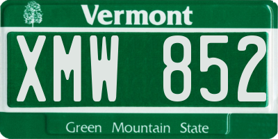 VT license plate XMW852