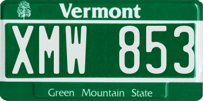 VT license plate XMW853