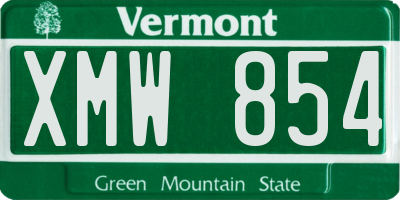 VT license plate XMW854