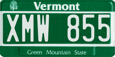 VT license plate XMW855