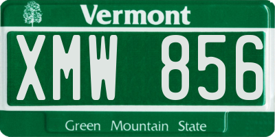 VT license plate XMW856