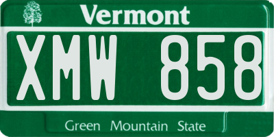 VT license plate XMW858