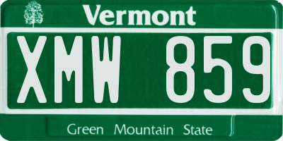 VT license plate XMW859