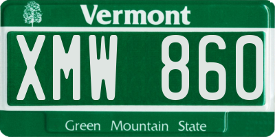 VT license plate XMW860