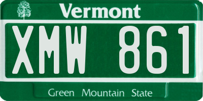 VT license plate XMW861