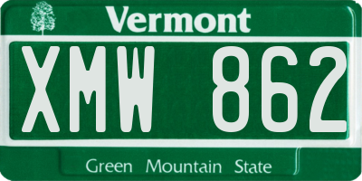 VT license plate XMW862