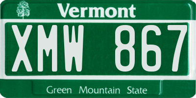 VT license plate XMW867