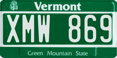 VT license plate XMW869