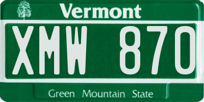 VT license plate XMW870