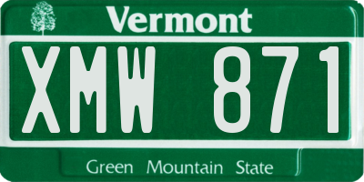VT license plate XMW871