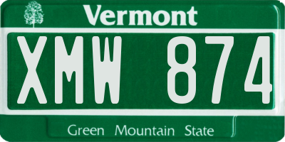 VT license plate XMW874