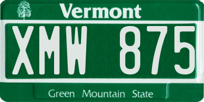 VT license plate XMW875