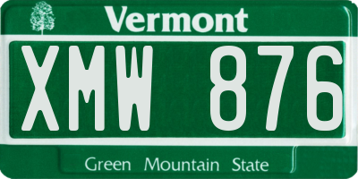 VT license plate XMW876