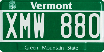 VT license plate XMW880
