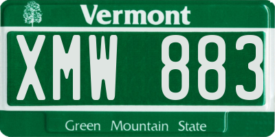 VT license plate XMW883