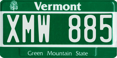 VT license plate XMW885