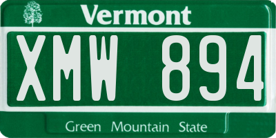 VT license plate XMW894
