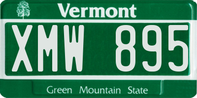 VT license plate XMW895