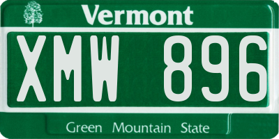 VT license plate XMW896